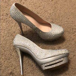 Allure silver rhinestone heels